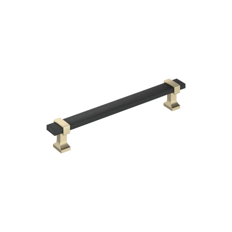 6-5/16" Overton Cabinet Pull, Matte Black/Golden Champagne