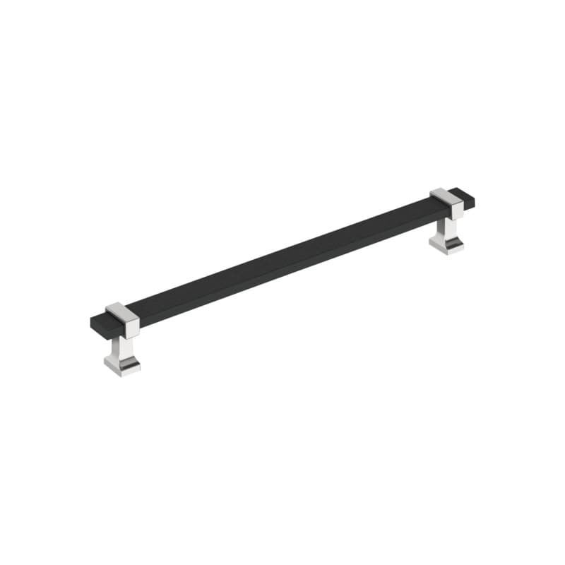 8-13/16" Overton Cabinet Pull, Matte Black/Polished Chrome