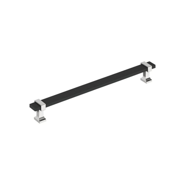 8-13/16" Overton Cabinet Pull, Matte Black/Polished Chrome
