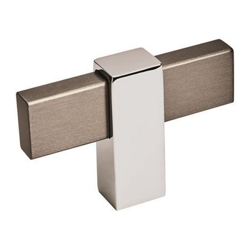 2-3/8" Mulino Cabinet T-Knob, Black Brushed Nickel/Polished Chrome
