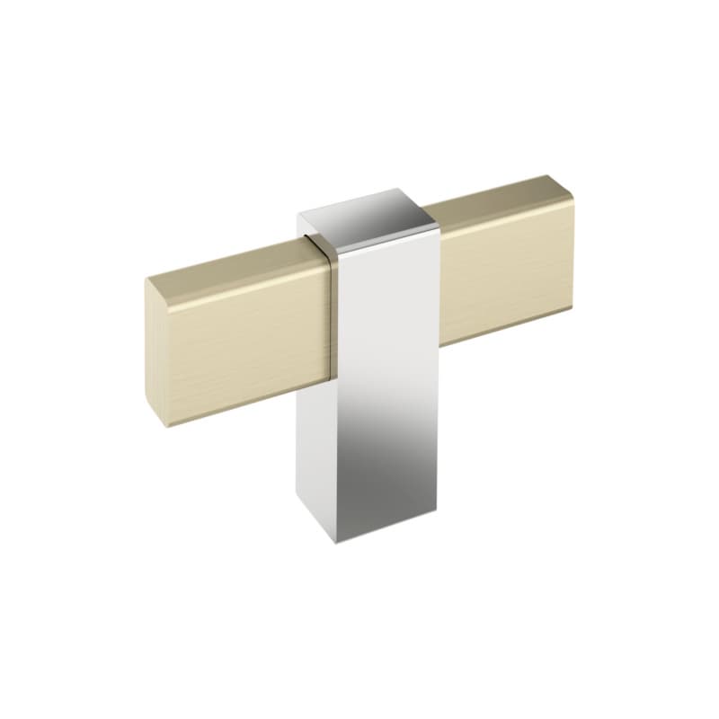 2-3/8" Mulino T-Handle Knob, Golden Champagne/Polished Chrome