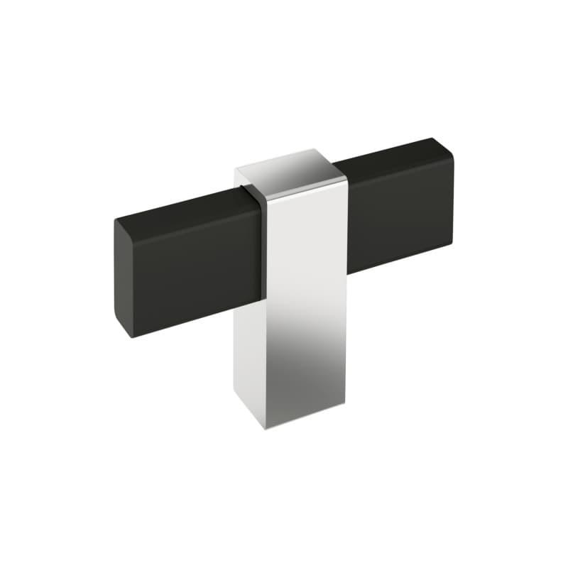 2-3/8" Mulino T-Handle Knob, Matte Black/Polished Chrome