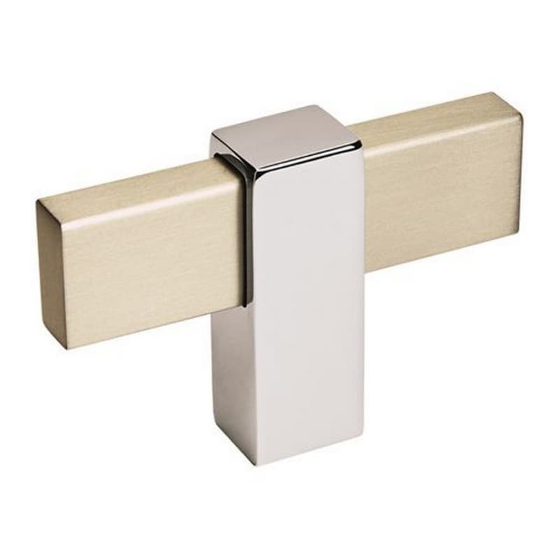 2-3/8" Mulino Cabinet T-Knob, Silver Champagne/Polished Chrome