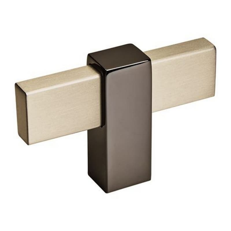 2-3/8" Mulino Cabinet T-Knob, Silver Champagne/Black Nickel