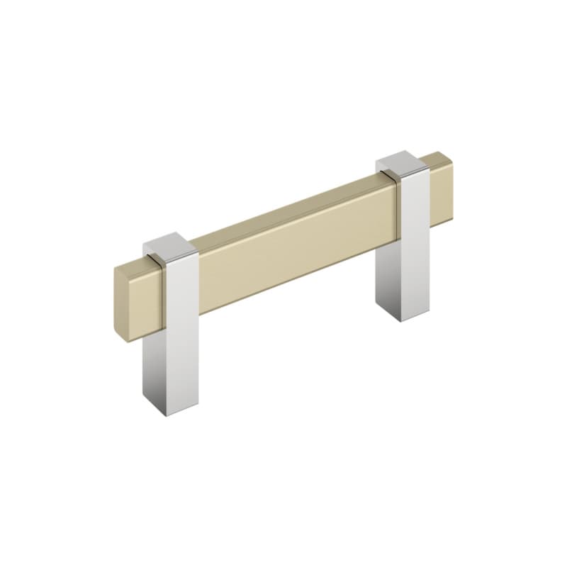 3" Mulino Cabinet Pull, Golden Champagne/Polished Chrome