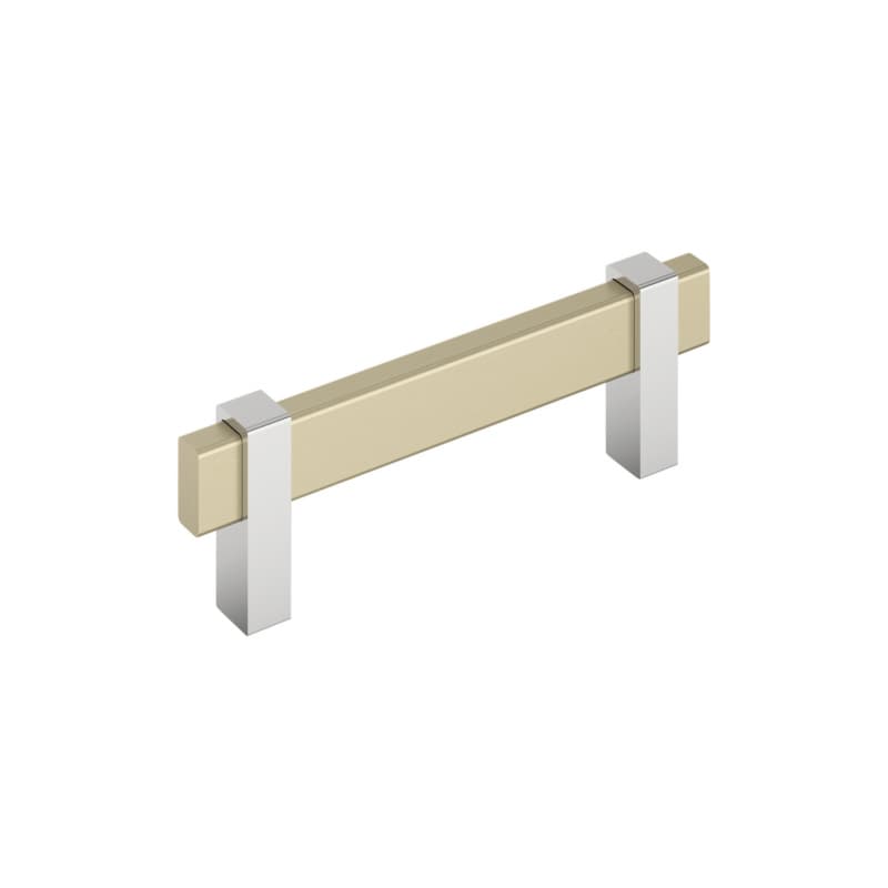 3-3/4" Mulino Cabinet Pull, Golden Champagne/Polished Chrome