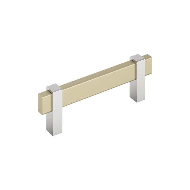 3-3/4" Mulino Cabinet Pull, Golden Champagne/Polished Chrome