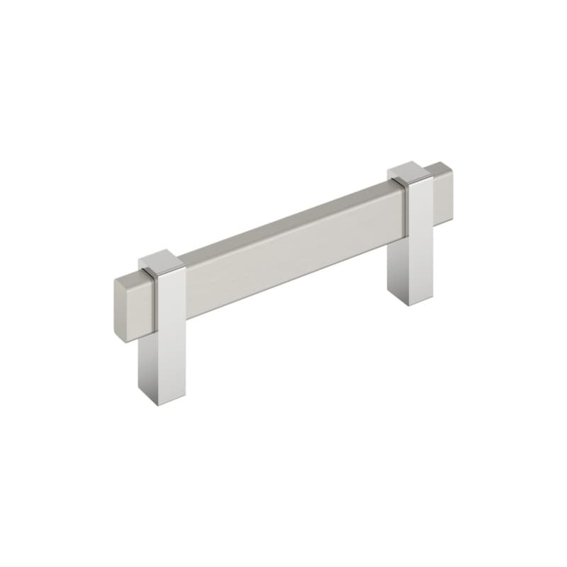 3-3/4" Mulino Cabinet Pull, Satin Nickel/Polished Chrome