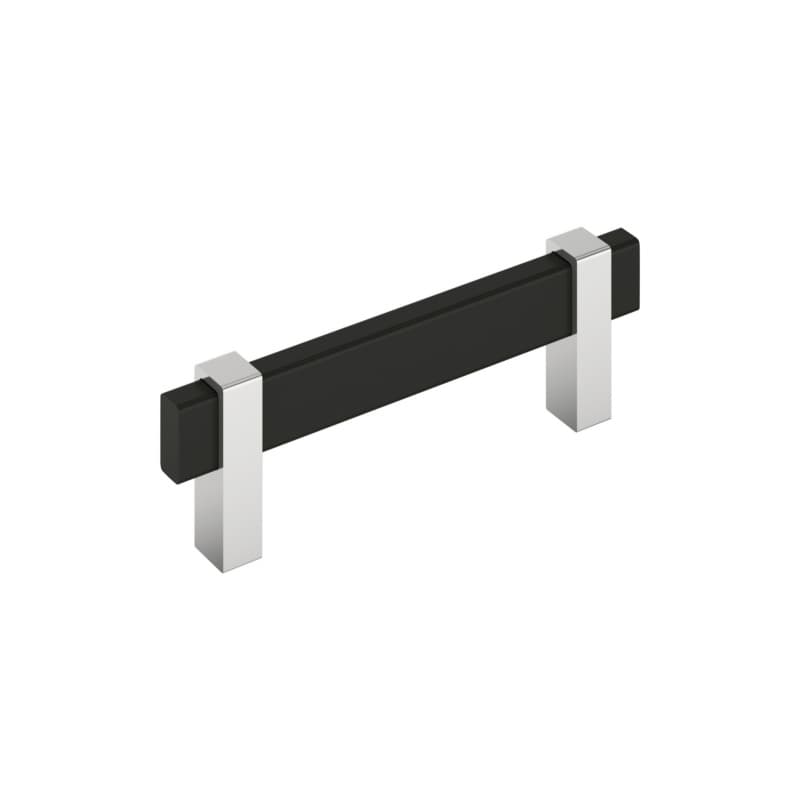 3-3/4" Mulino Cabinet Pull, Matte Black/Polished Chrome
