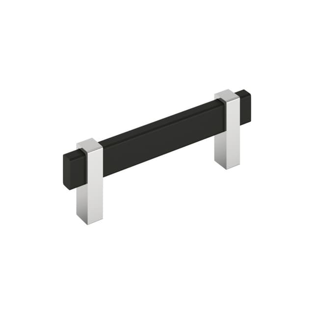 3-3/4" Mulino Cabinet Pull, Matte Black/Polished Chrome