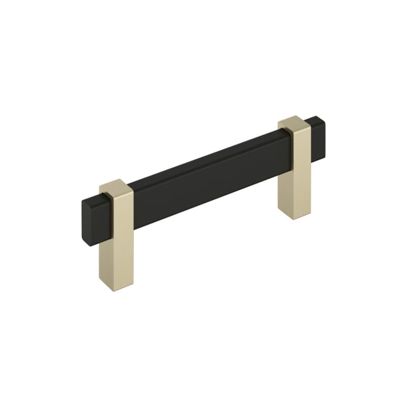 3-3/4" Mulino Cabinet Pull, Matte Black/Golden Champagne