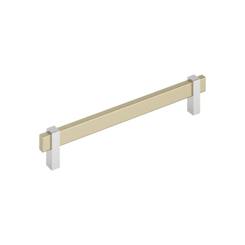 7-9/16" Mulino Cabinet Pull, Golden Champagne/Polished Chrome