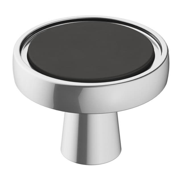 1-3/8" Destine Mushroom Knob, Polished Chrome/Matte Black Finish