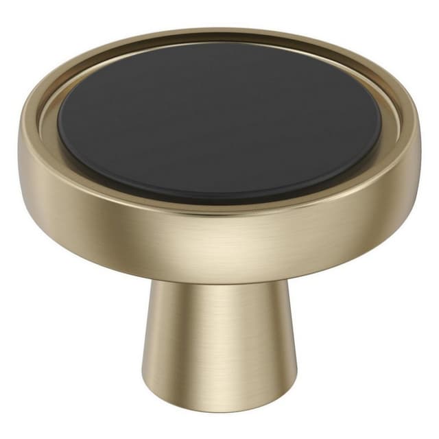 1-3/8" Mergence Cabinet Knob, Matte Black/Golden Champagne