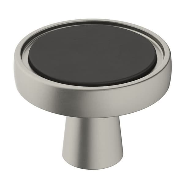 1-3/8" Destine Mushroom Knob, Satin Nickel/Matte Black Finish