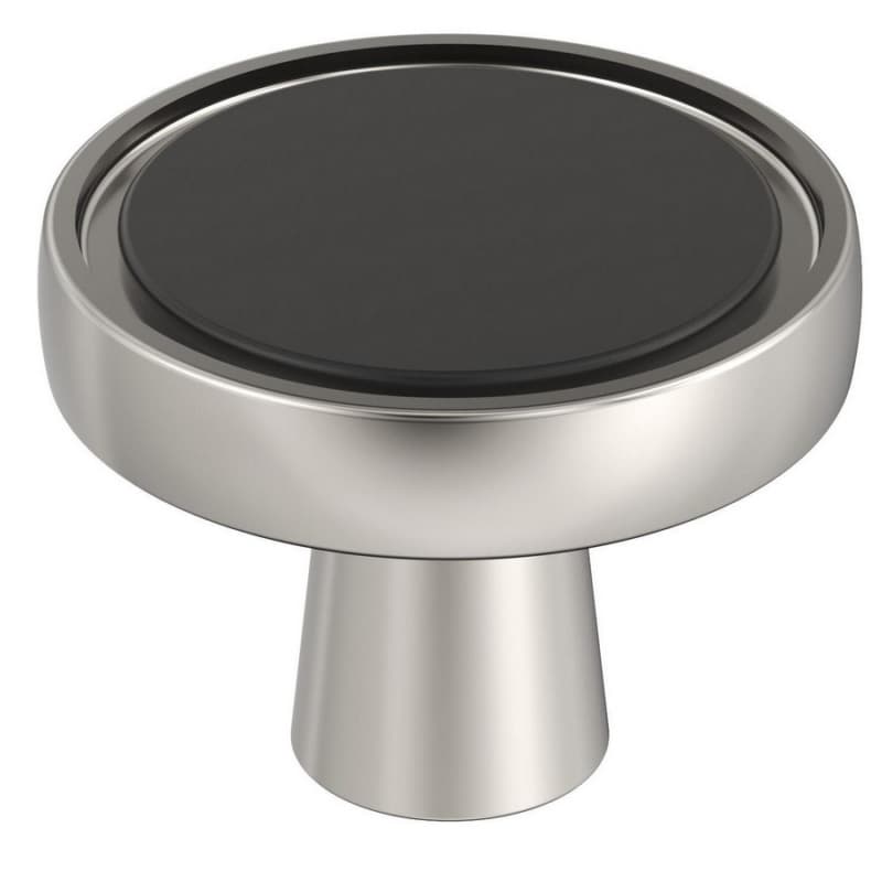 1-3/8" Mergence Cabinet Knob, Matte Black/Polished Nickel