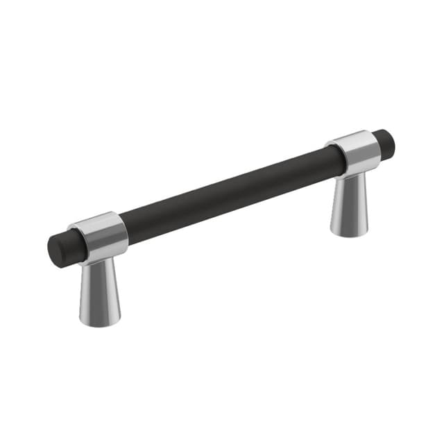 96mm Mergence Bar Pull, Matte Black/Polished Chrome