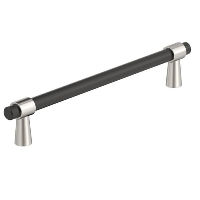6-5/16" Mergence Cabinet Pull, Matte Black/Polished Nickel