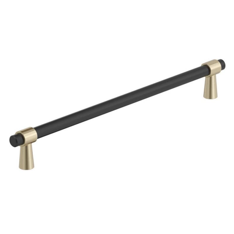 8-13/16" Mergence Cabinet Pull, Matte Black/Golden Champagne