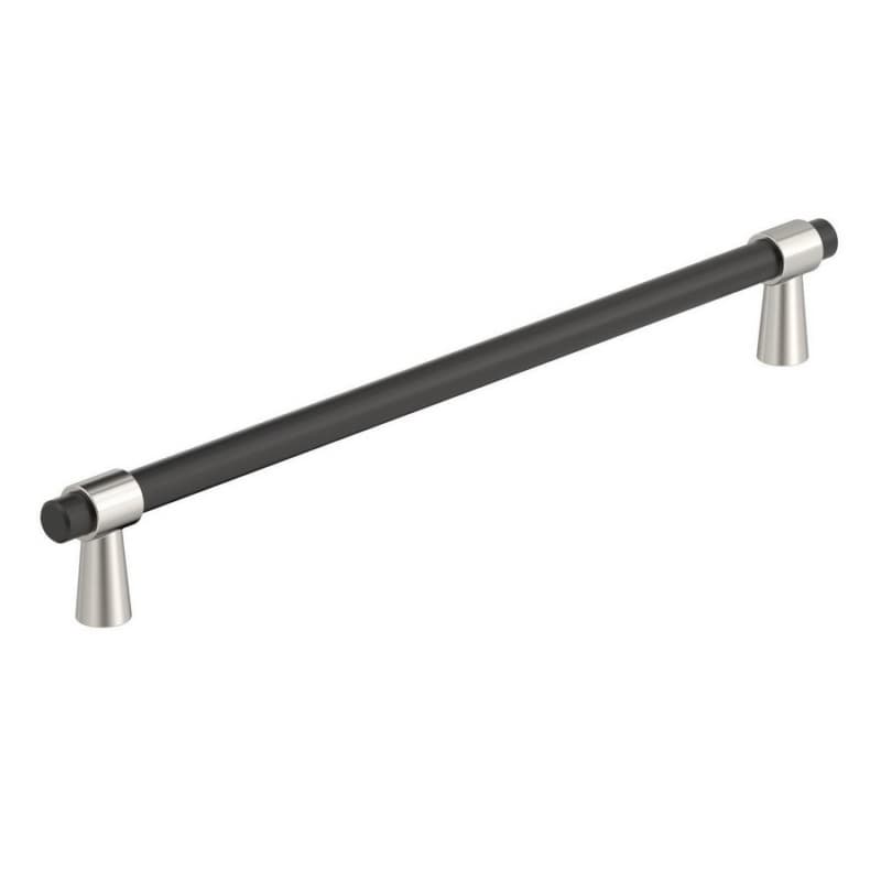 8-13/16" Mergence Cabinet Pull, Matte Black/Polished Nickel