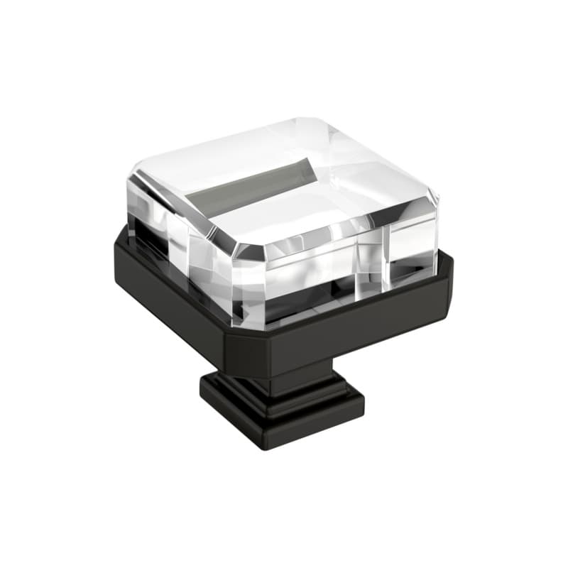 1-3/8" Glacio Premium Square Cabinet Knob, Clear/Black Bronze
