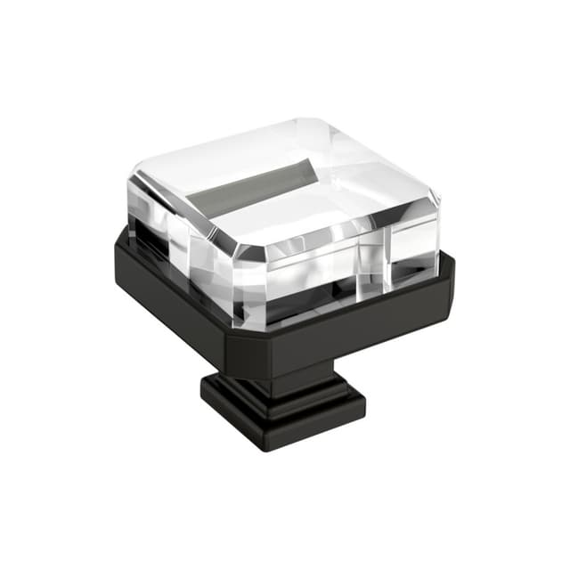 1-3/8" Glacio Premium Square Cabinet Knob, Clear/Black Bronze