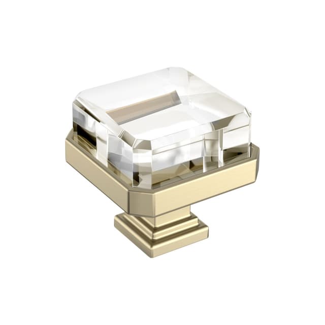 1-3/8" Glacio Premium Square Cabinet Knob, Clear/Golden Champagne