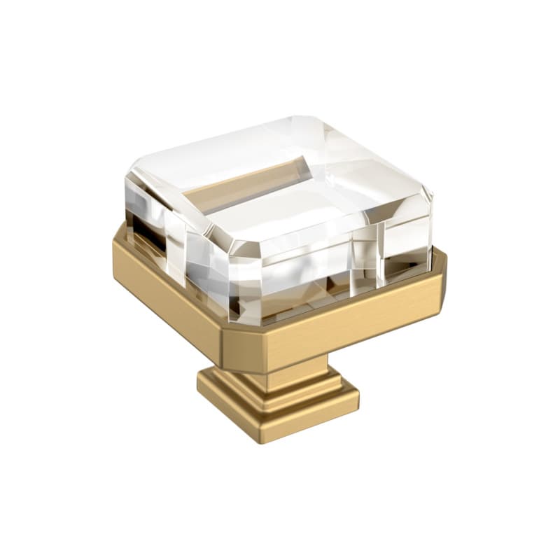 1-3/8" Glacio Premium Square Cabinet Knob, Clear/Champagne Bronze