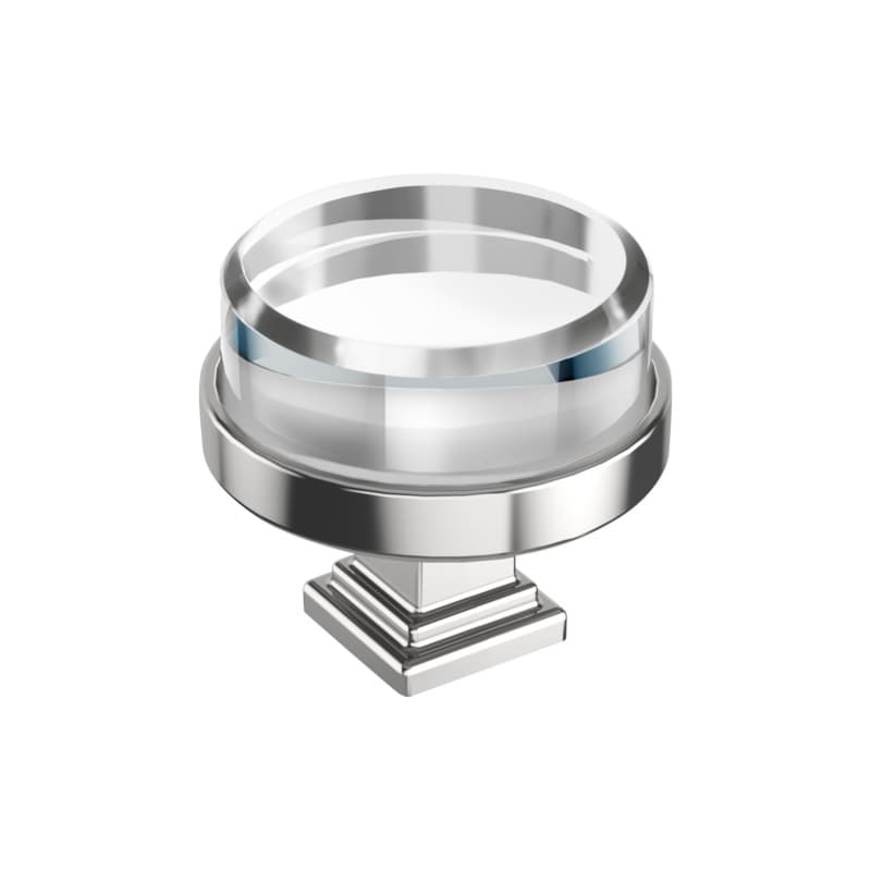 1-1/2" Glacio Premium Round Cabinet Knob, Clear/Chrome
