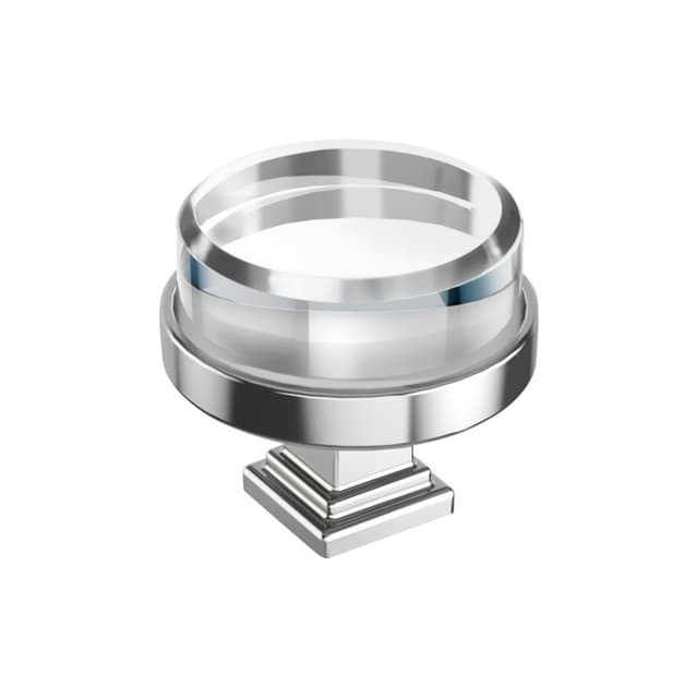 1-1/2" Glacio Premium Round Cabinet Knob, Clear/Chrome