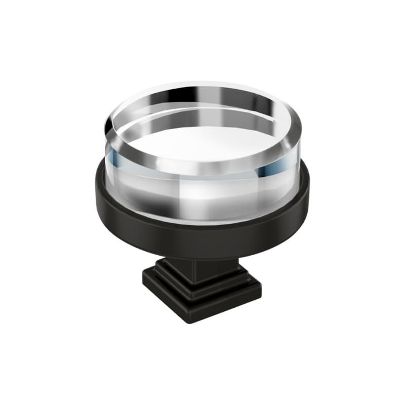 1-1/2" Glacio Premium Round Cabinet Knob, Clear/Black Bronze