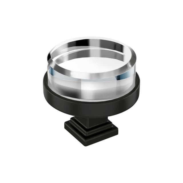 1-1/2" Glacio Premium Round Cabinet Knob, Clear/Black Bronze