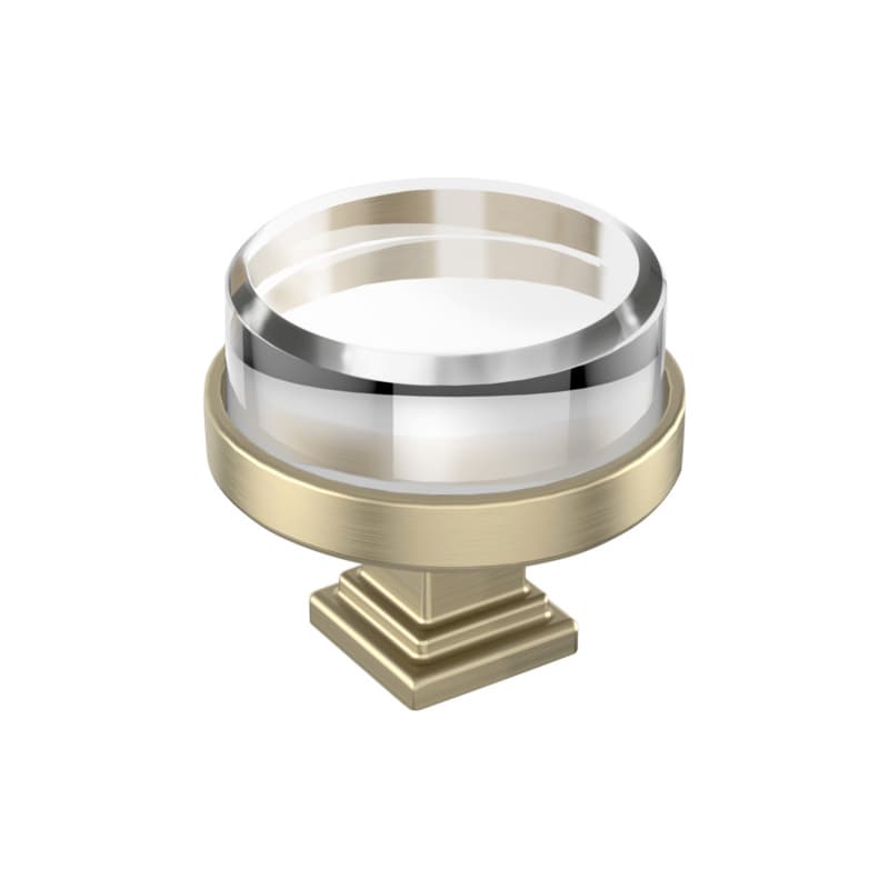 1-1/2" Glacio Premium Round Cabinet Knob, Clear/Golden Champagne