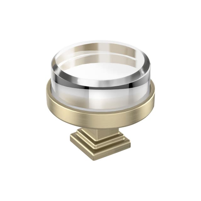 1-1/2" Glacio Premium Round Cabinet Knob, Clear/Golden Champagne