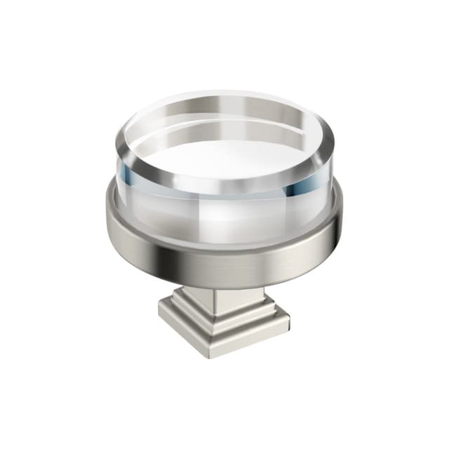 1-1/2" Glacio Premium Round Cabinet Knob, Clear/Satin Nickel