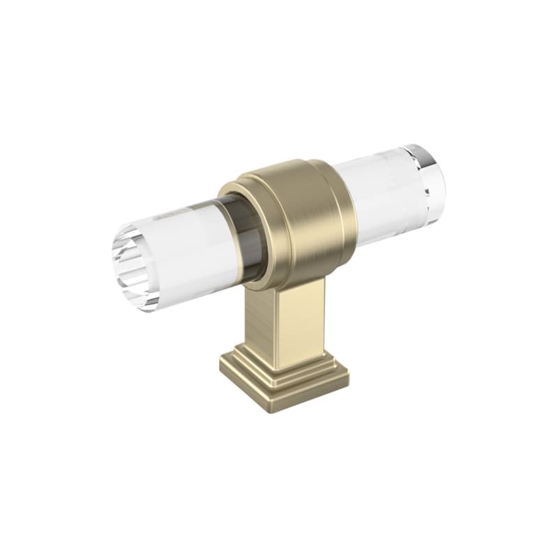 2-1/8" Glacio Premium Bar Cabinet Knob, Clear/Golden Champagne