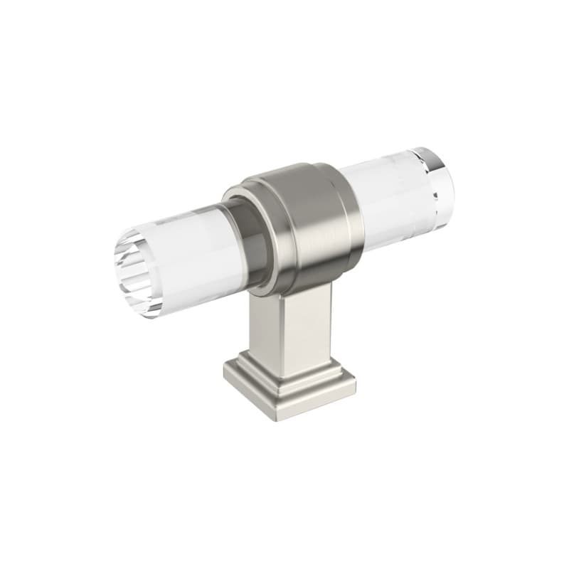 2-1/8" Glacio Premium Bar Cabinet Knob, Clear/Satin Nickel