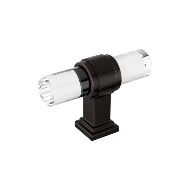 2-1/8" Glacio Premium Bar Cabinet Knob, Clear/Oil-Rubbed Bronze