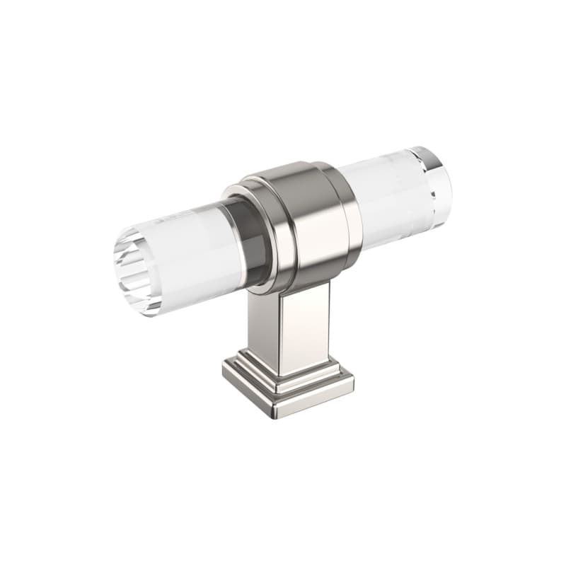 2-1/8" Glacio Premium Bar Cabinet Knob, Clear/Polished Nickel