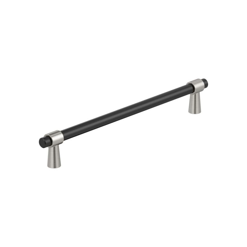 7-9/16" Mergence Cabinet Pull, Matte Black/Satin Nickel