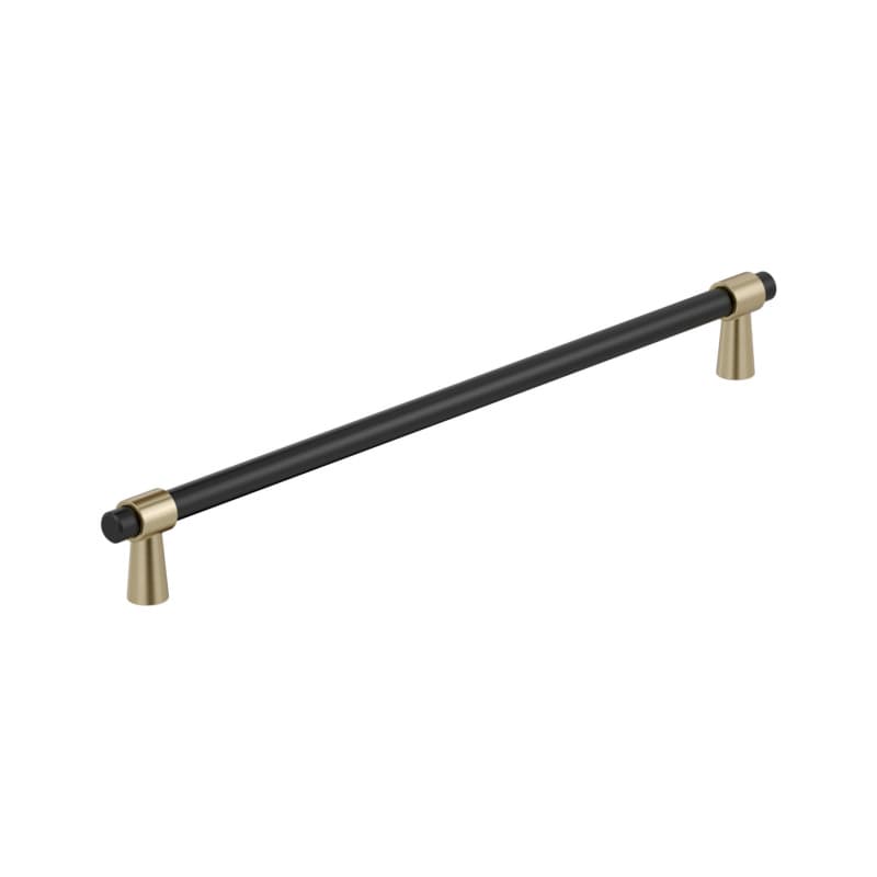 12-5/8" Mergence Cabinet Pull, Matte Black/Golden Champagne