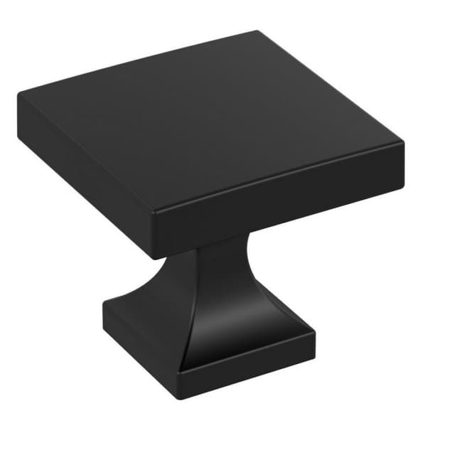 1-1/16" Pedestal Square Cabinet Knob, Matte Black