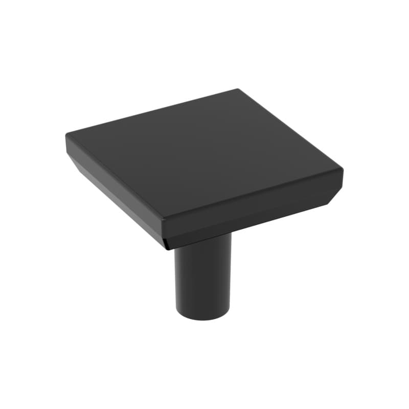1-1/16" Chamfered Edge Square Cabinet Knob, Matte Black
