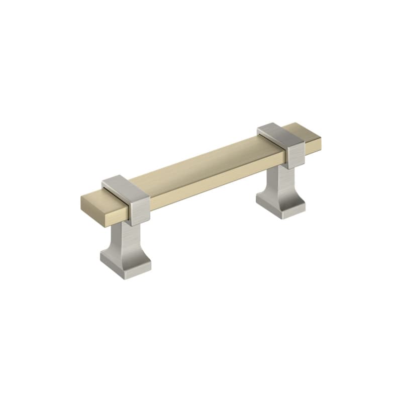 3" Ovaerton Cabinet Pull, Golden Champagne/Satin Nickel