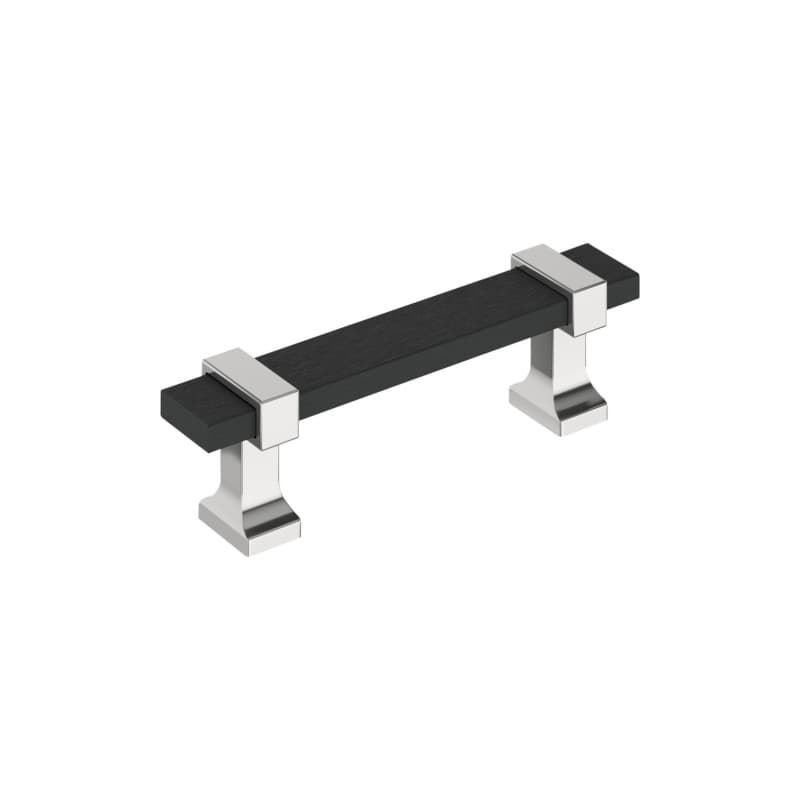 3" Ovaerton Cabinet Pull, Matte Black/Polished Chrome