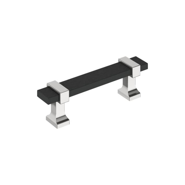 3" Ovaerton Cabinet Pull, Matte Black/Polished Chrome