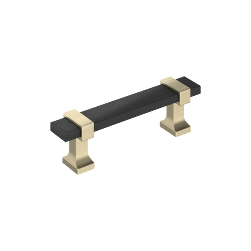 3" Ovaerton Cabinet Pull, Matte Black/Golden Champagne