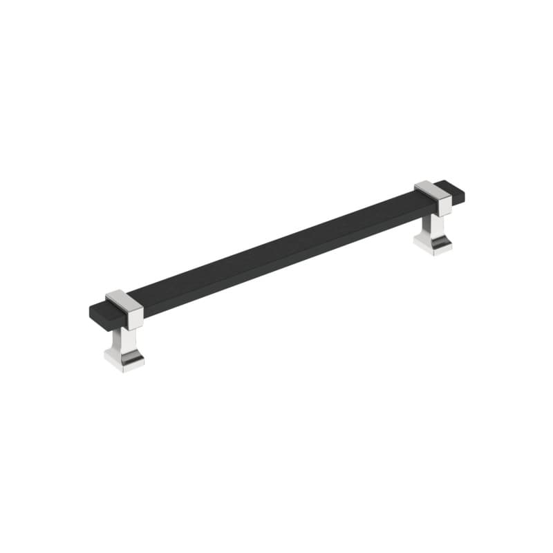 7-9/16" Overton Cabinet Pull, Matte Black/Polished Chrome