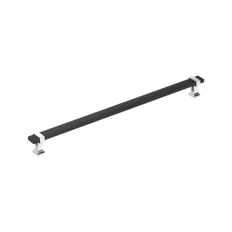 12-5/8" Ovaerton Cabinet Pull, Matte Black/Polished Chrome