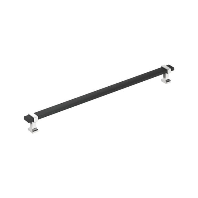 12-5/8" Ovaerton Cabinet Pull, Matte Black/Polished Chrome
